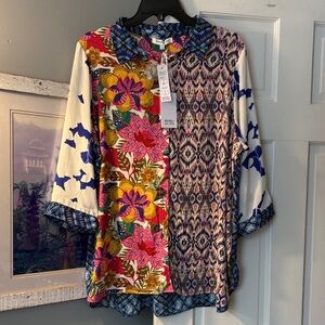 Rose & Olive 1X wear 2 ways button down gorgeous top! NWT!